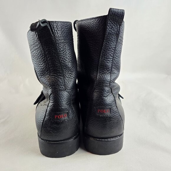 Polo Ralph Lauren Ranger Boots Mens 13D Black Leather Lace Up Buckle Combat Moto main image 4